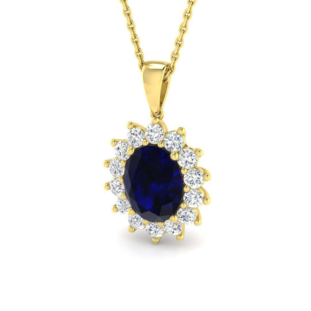 18ct Yellow Gold 1.94ct Blue Sapphire Pendant