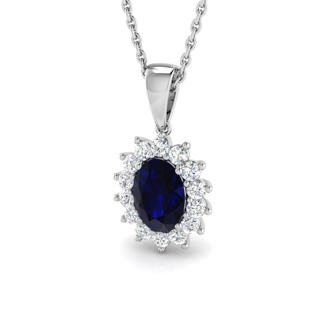 18ct White Gold 1.27ct Blue Sapphire Pendant