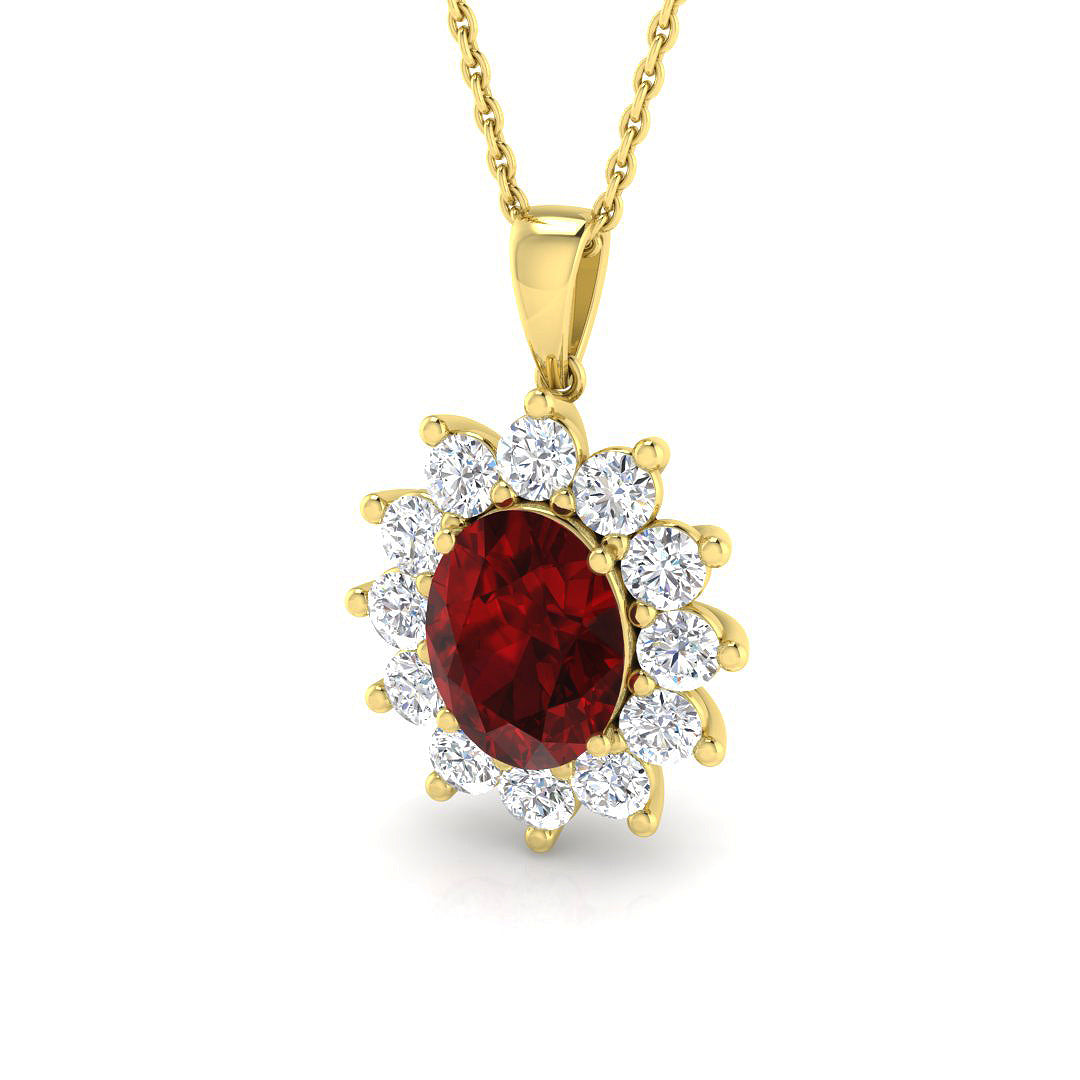 9ct Yellow Gold 3.25ct Laboratory Grown Lab Ruby Pendant