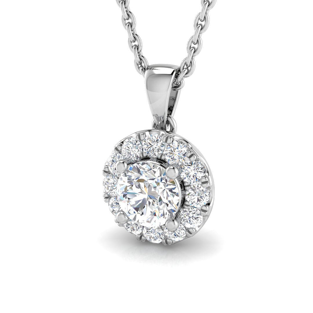 9ct White Gold 0.47ct Laboratory Grown CVD Pendant