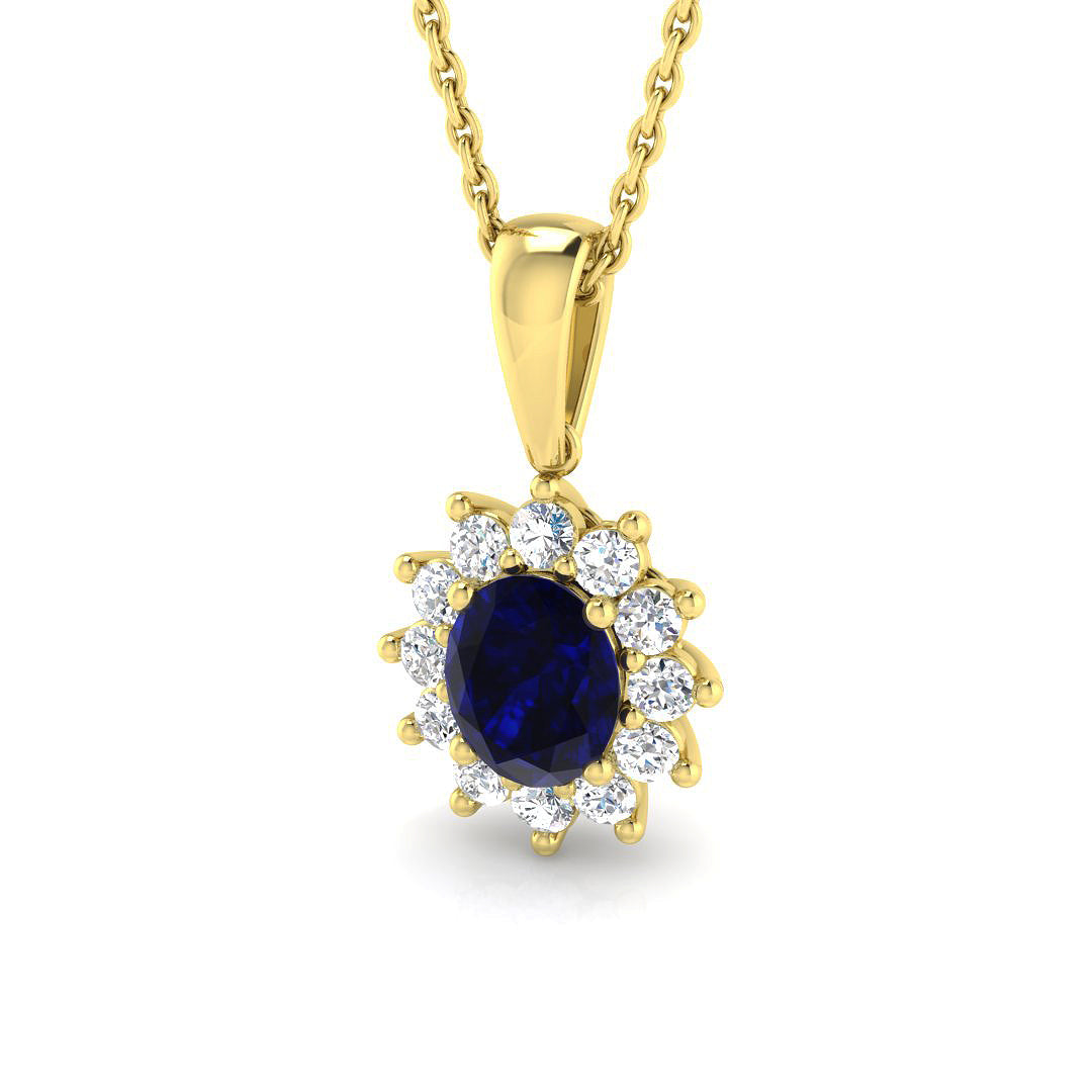 18ct Yellow Gold 1.03ct Blue Sapphire Pendant