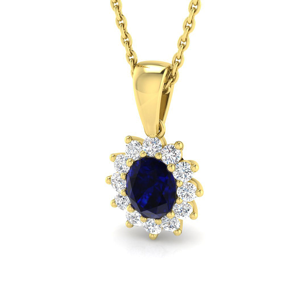 9ct Yellow Gold 0.90ct Blue Sapphire Pendant