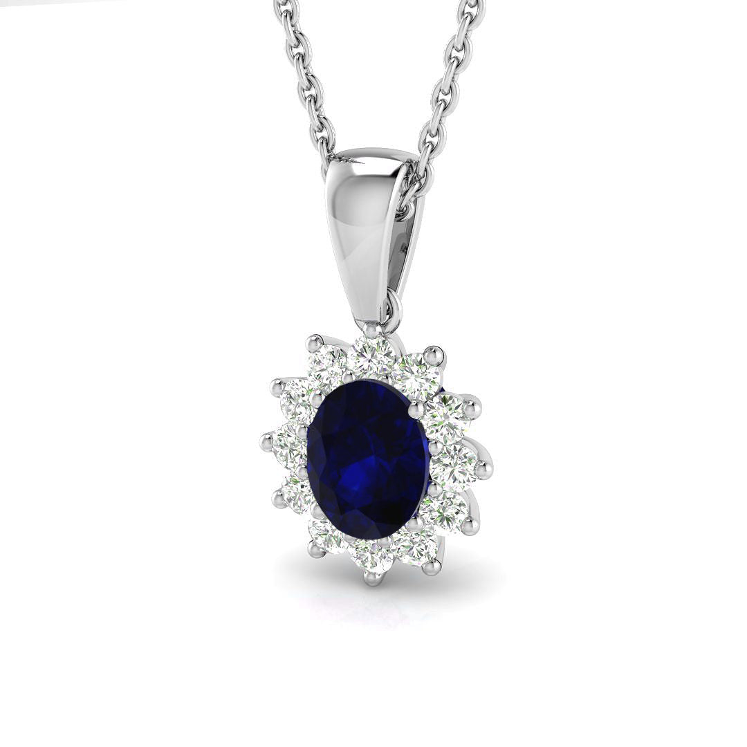 18ct White Gold 0.86ct Blue Sapphire Pendant