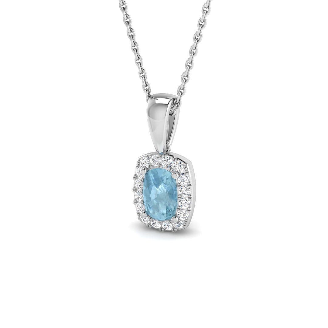9ct White Gold 0.72ct Aquamarine Pendant