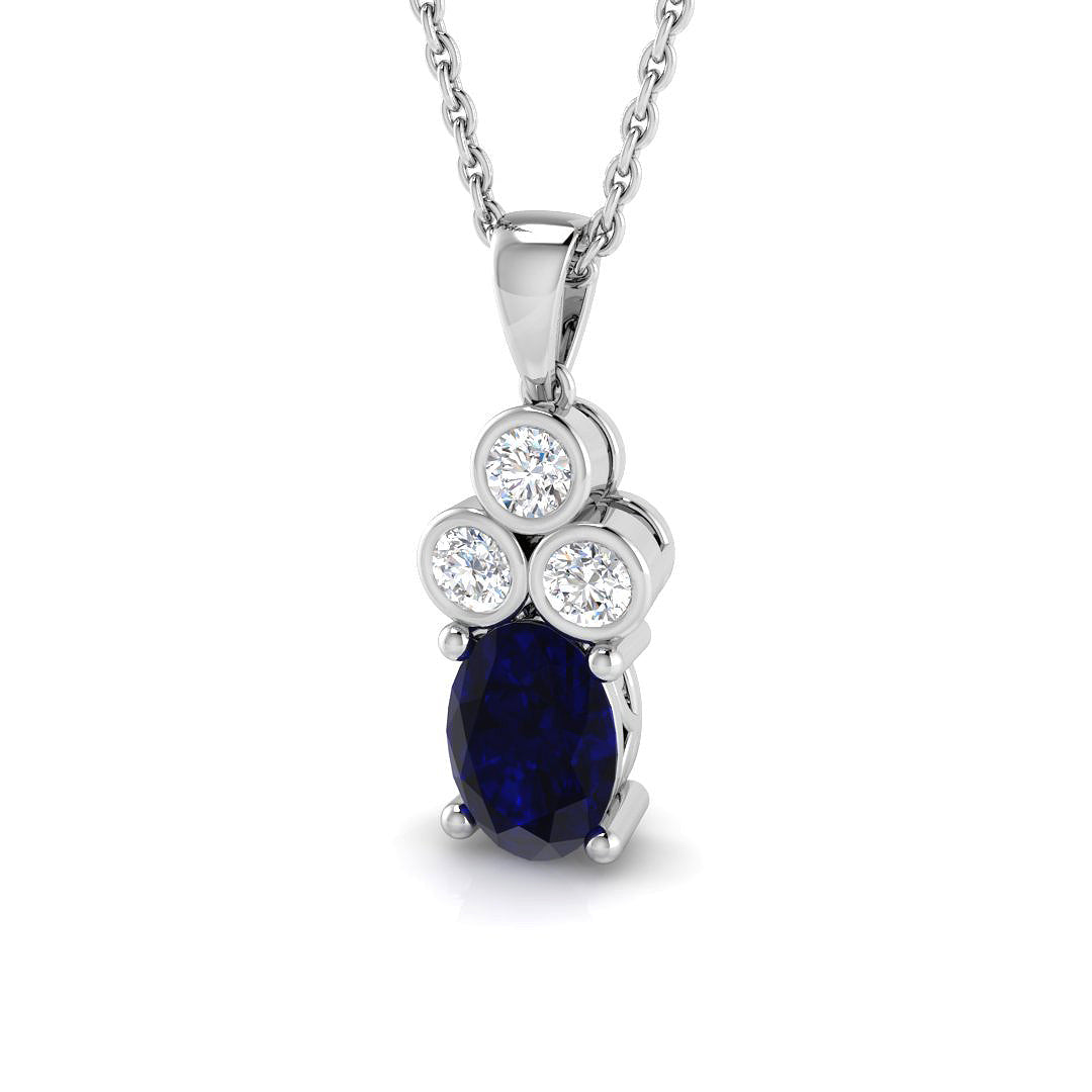 18ct White Gold 1.39ct Blue Sapphire Pendant