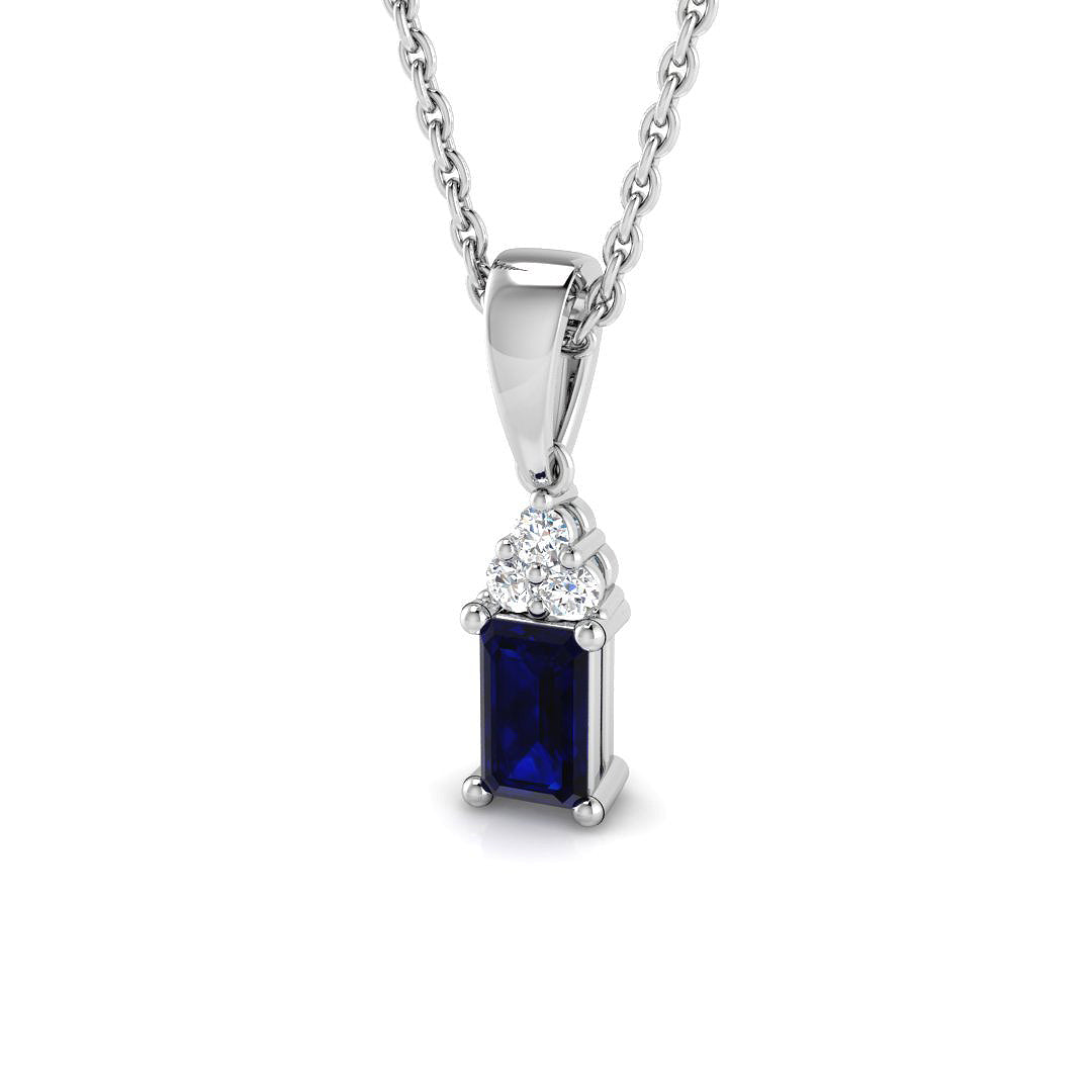 18ct White Gold 0.34ct Blue Sapphire Pendant