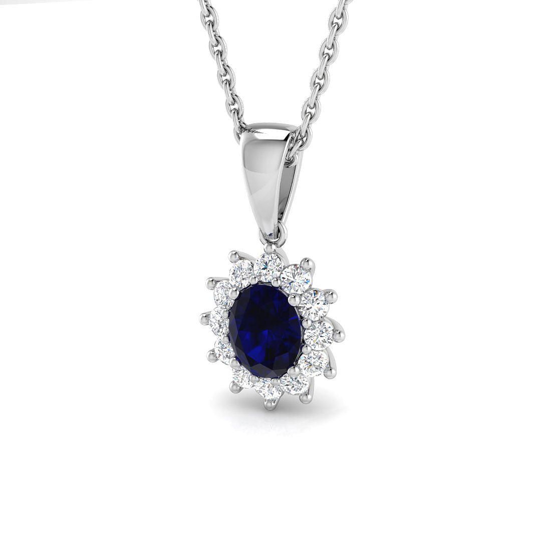 9ct White Gold 0.72ct Blue Sapphire Pendant