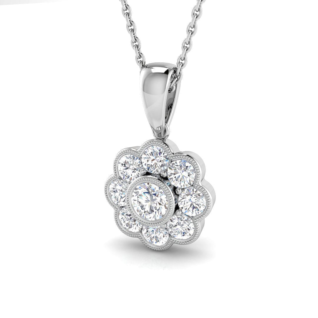 9ct White Gold 1.03ct Laboratory Grown CVD Pendant