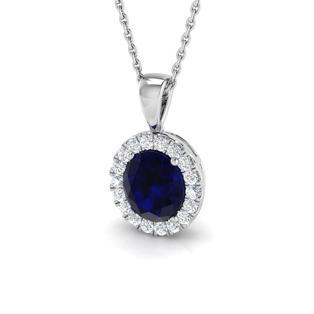 18ct White Gold 1.62ct Blue Sapphire Pendant