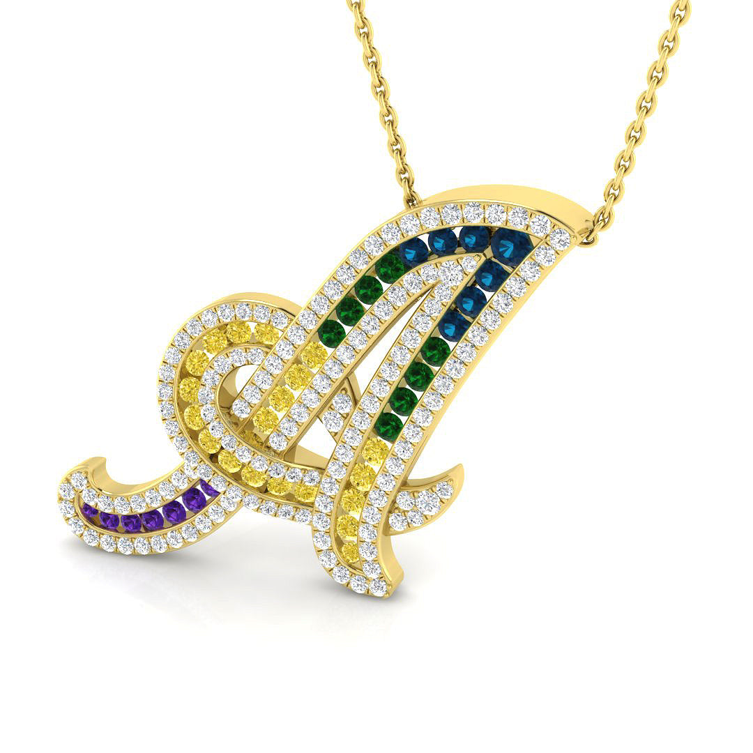 9ct Yellow Gold 1.23ct Blue Diamond Pendant