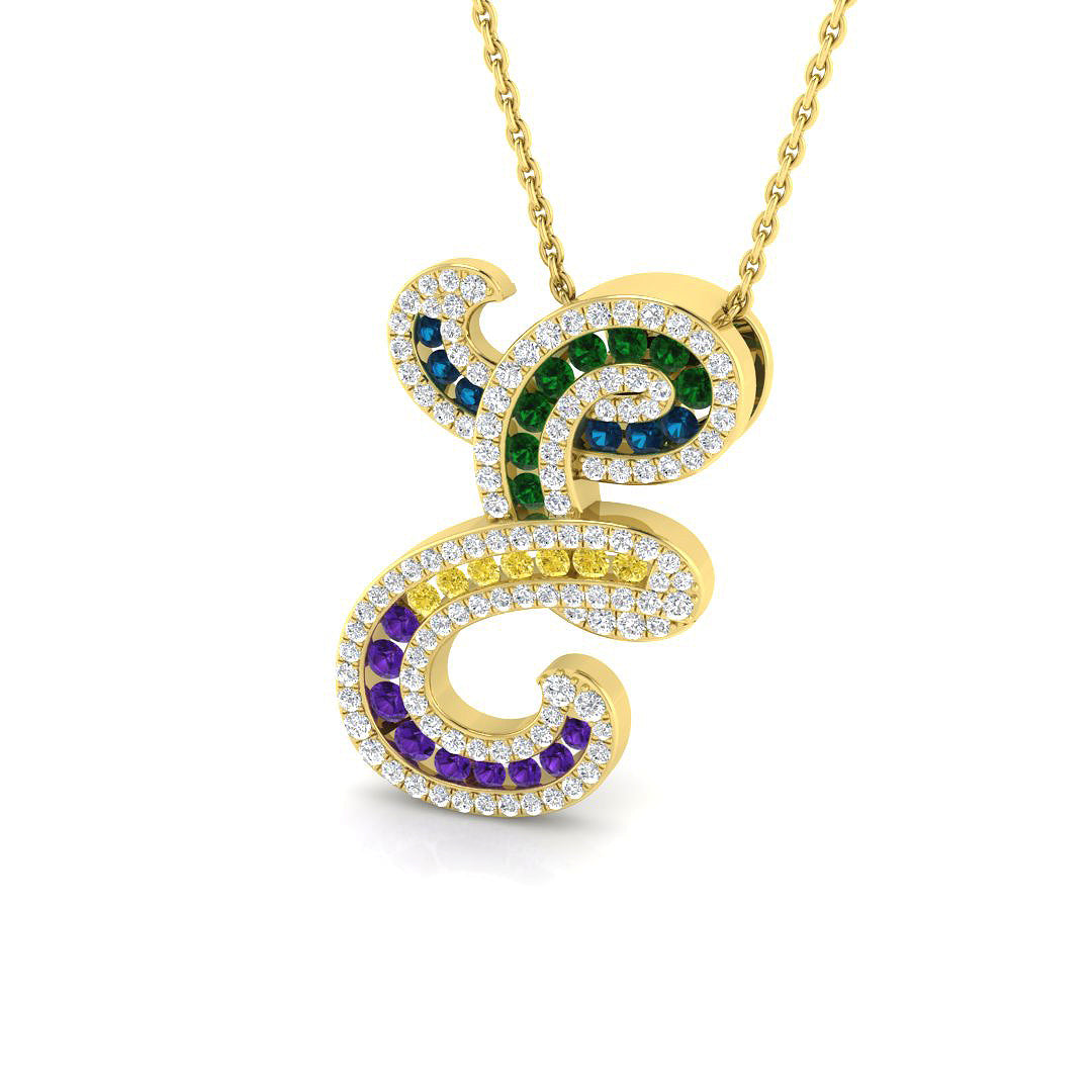 9ct Yellow Gold 0.87ct Blue Diamond Pendant