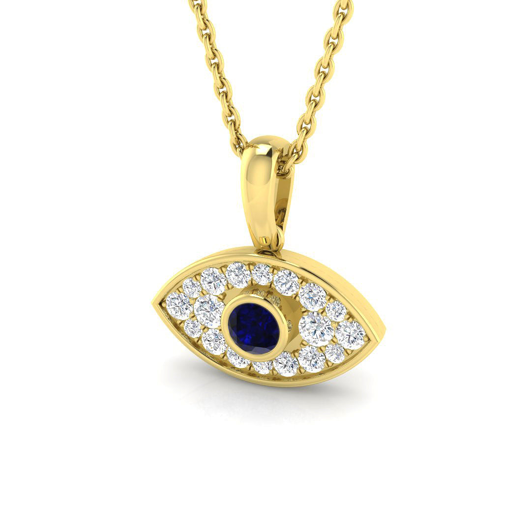 9ct Yellow Gold 0.38ct Blue Sapphire Pendant