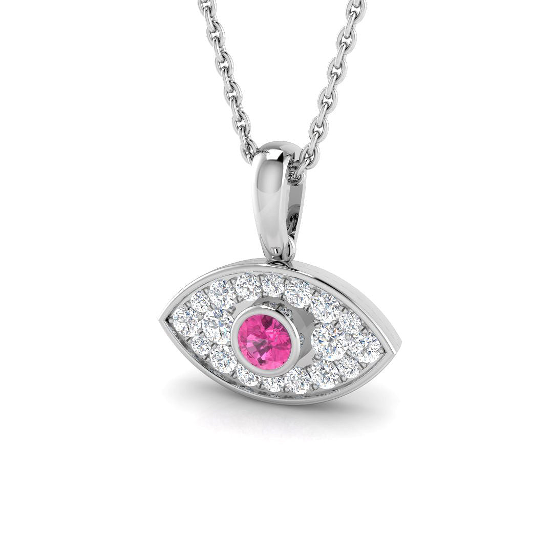 9ct White Gold 0.37ct Pink Sapphire Pendant