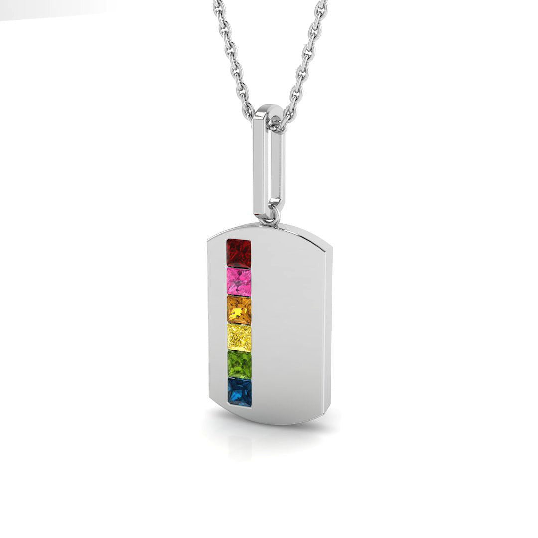 14ct White Gold 0.33ct G SI2 Multi Sapphire Pendant