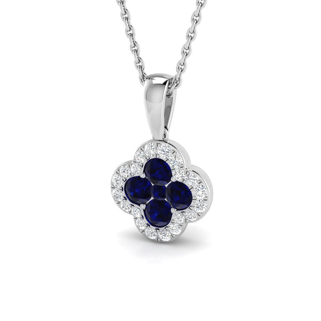 18ct White Gold 0.60ct Blue Sapphire Pendant