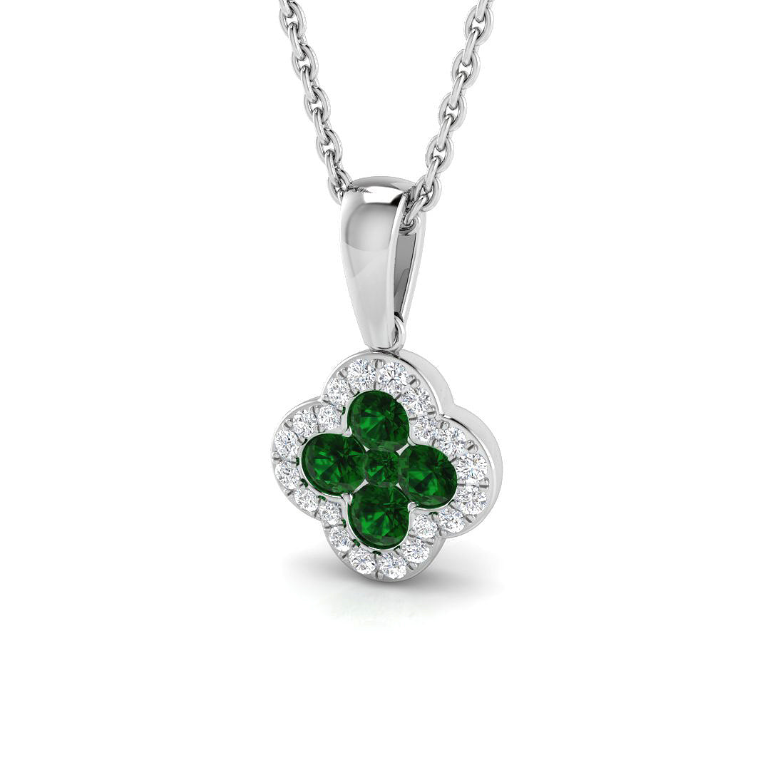 18ct White Gold 0.30ct Emerald Pendant