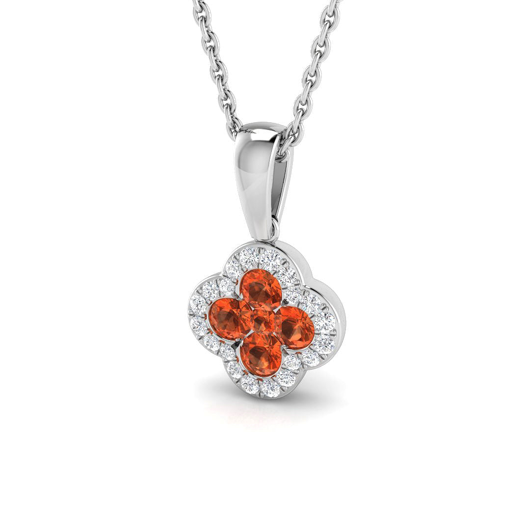 18ct White Gold 0.39ct Orange Sapphire Pendant