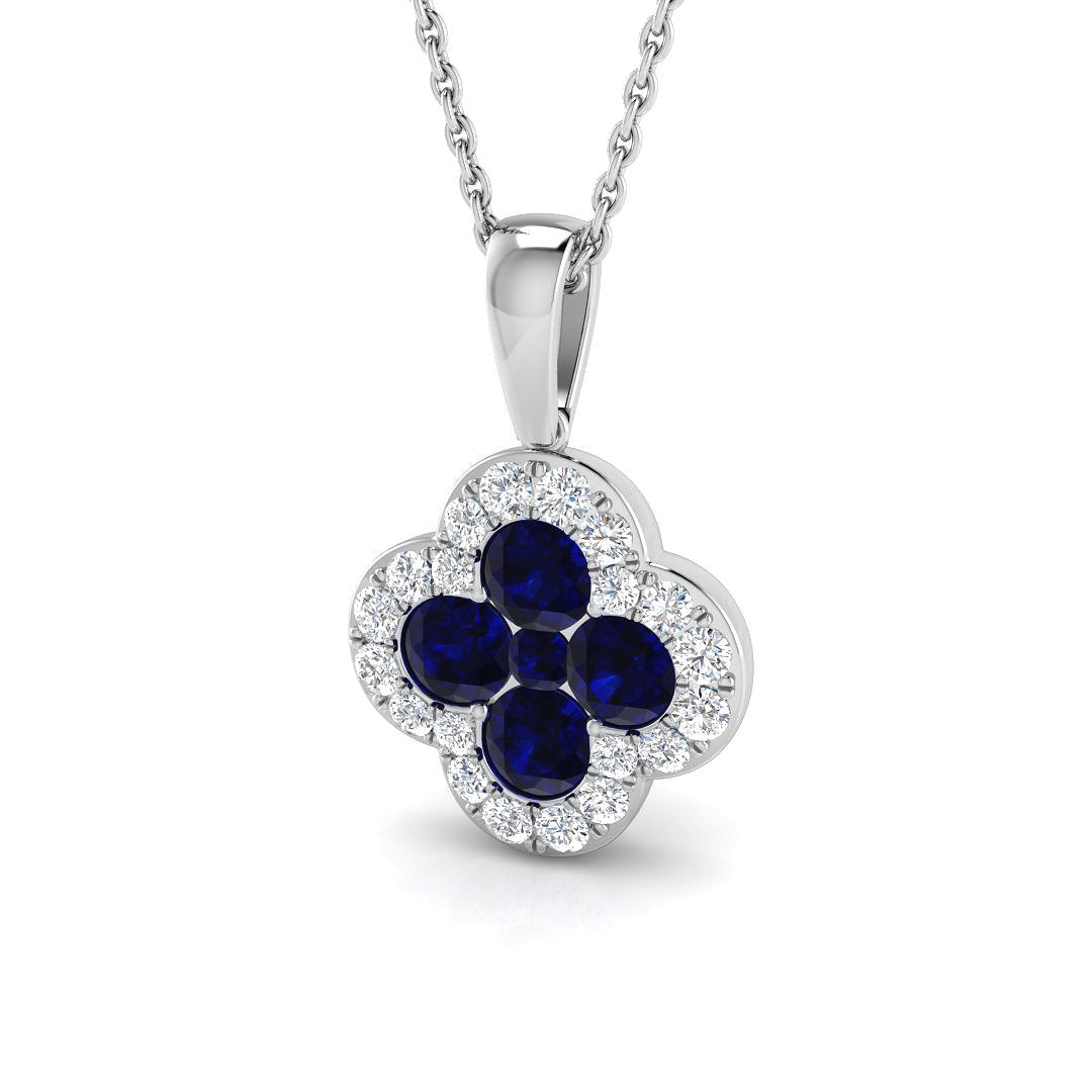 18ct White Gold 1.20ct Blue Sapphire Pendant
