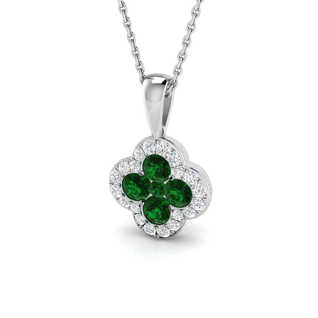 18ct White Gold 0.71ct Emerald Pendant