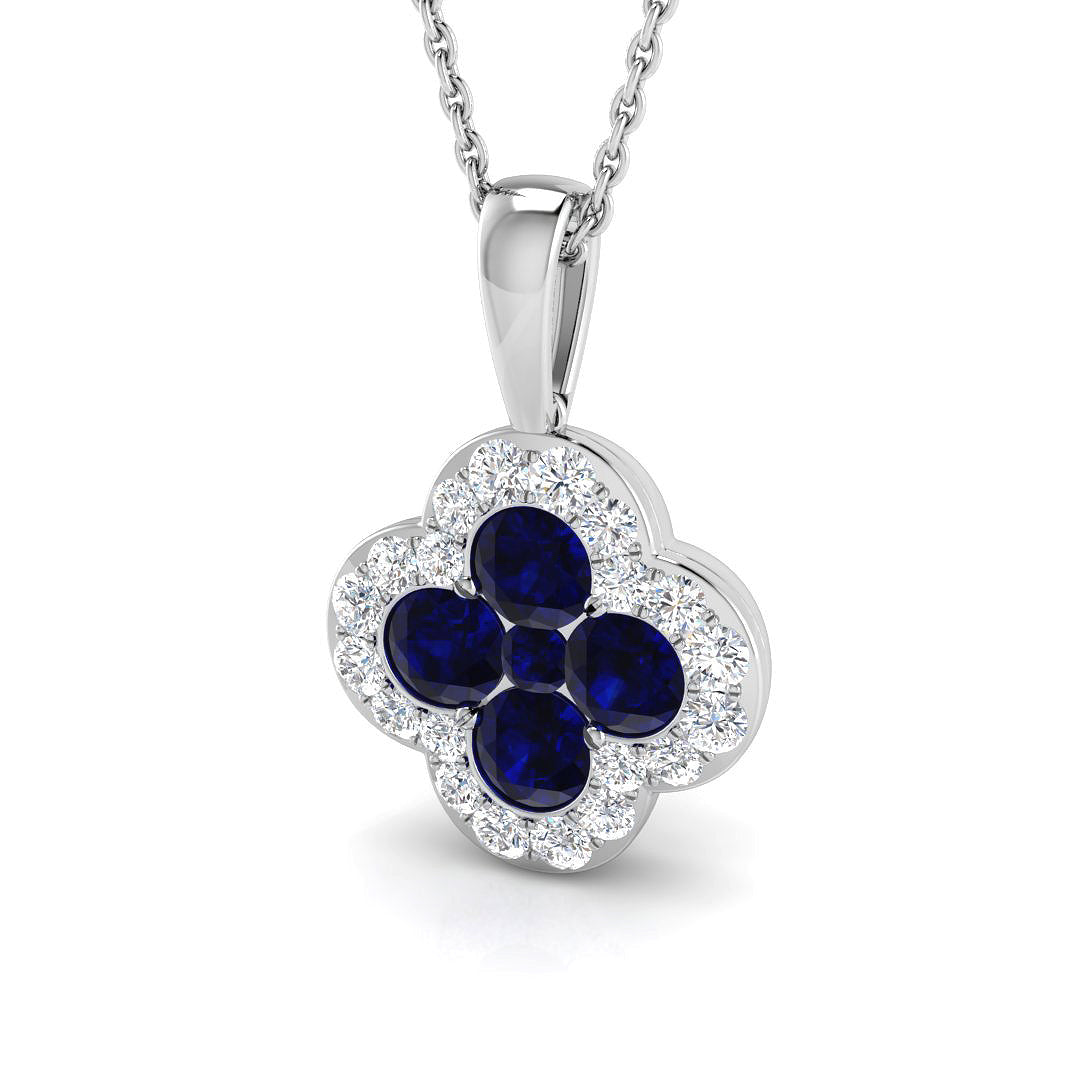 18ct White Gold 1.46ct Blue Sapphire Pendant