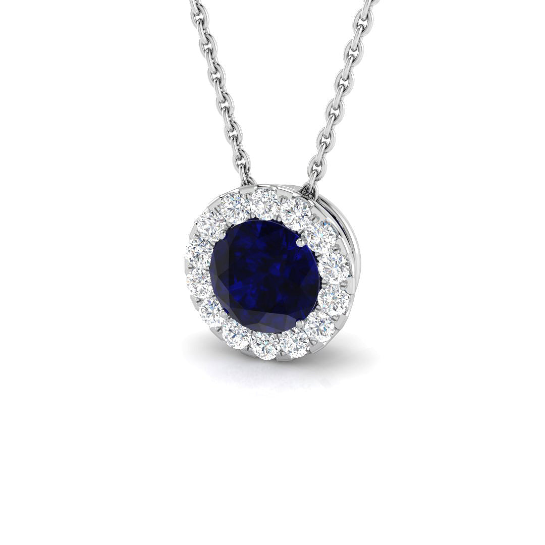 18ct White Gold 0.90ct Blue Sapphire Pendant