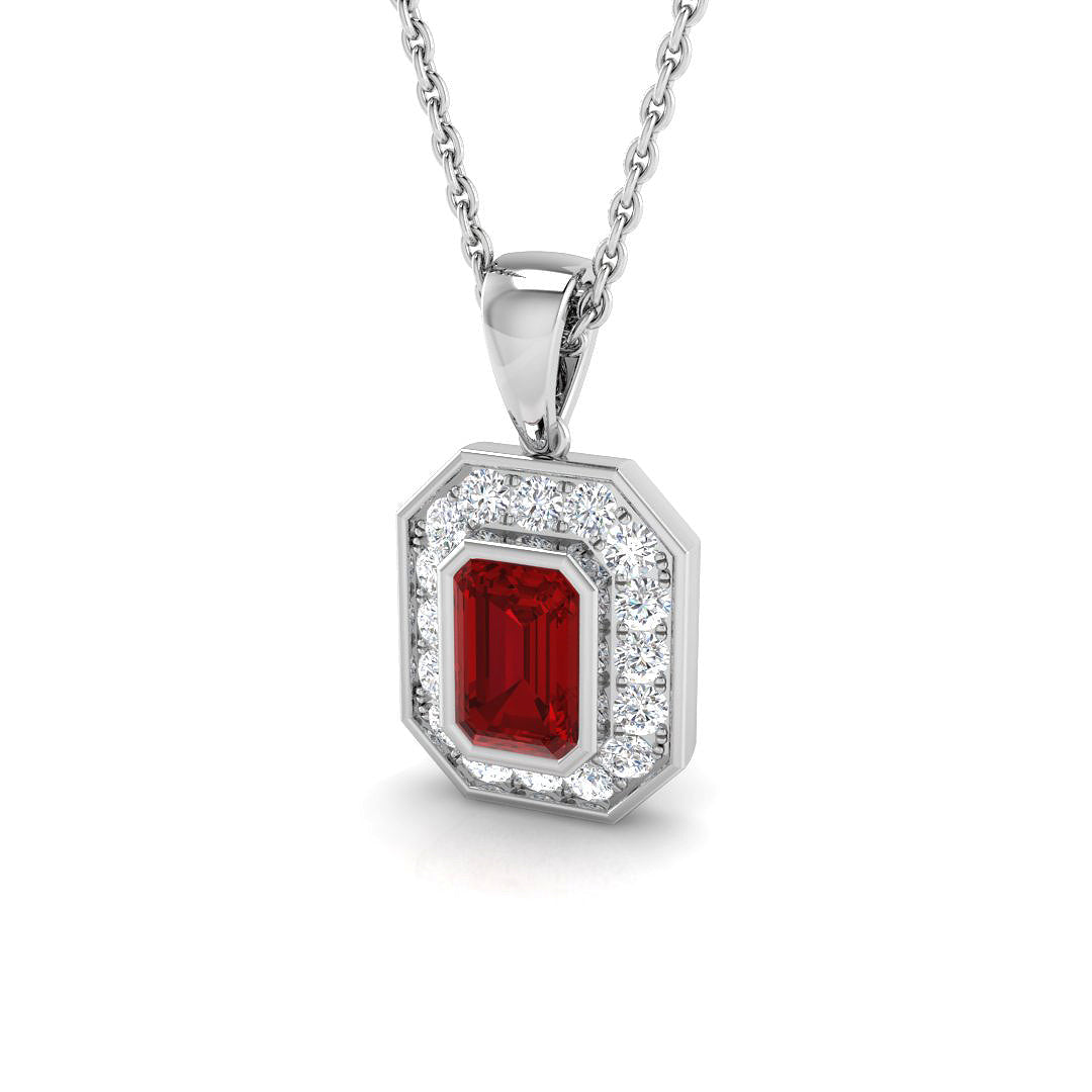 18ct White Gold 0.91ct Ruby Pendant