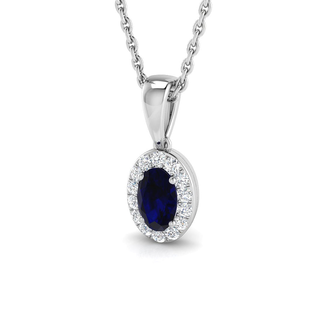 9ct White Gold 0.46ct Blue Sapphire Pendant