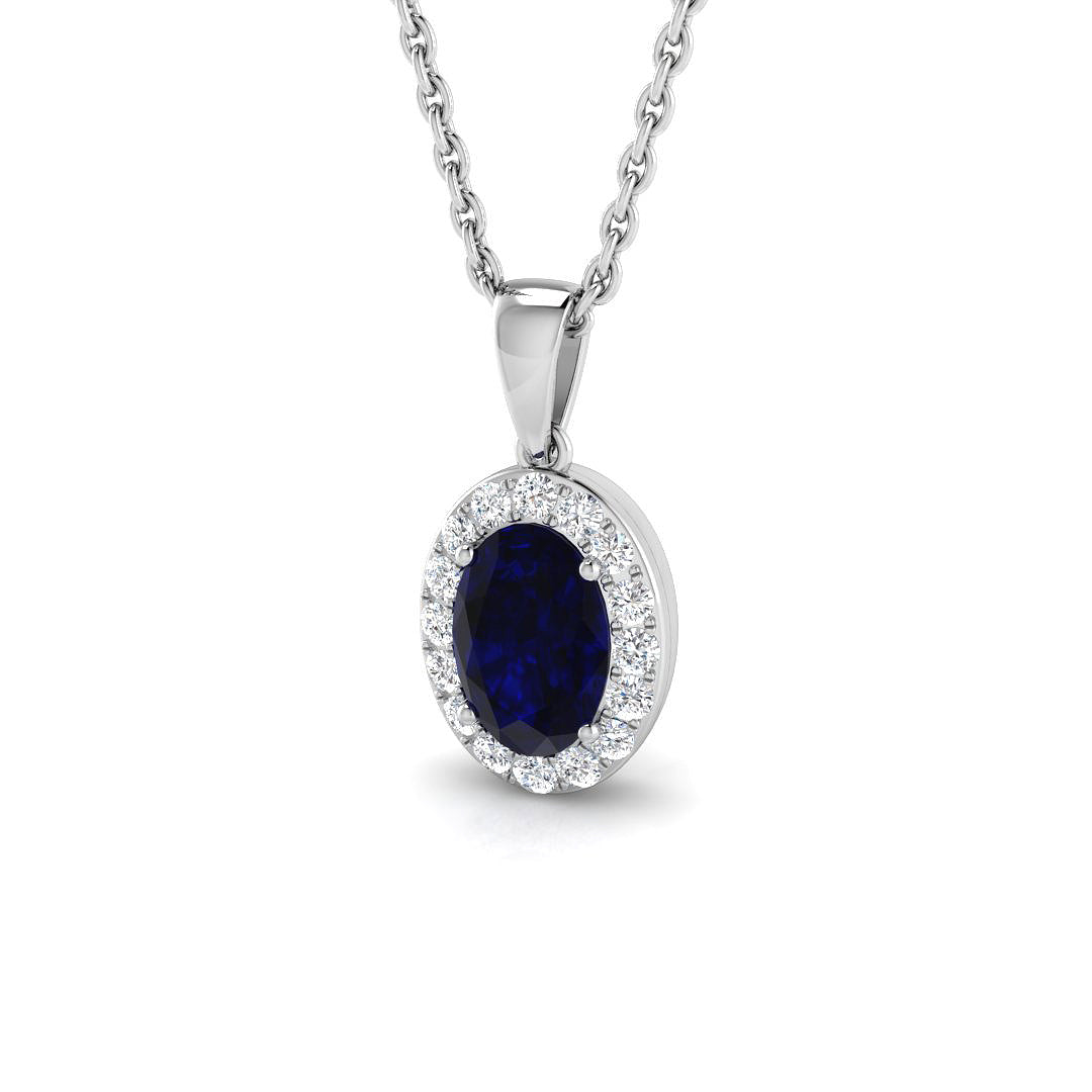 18ct White Gold 0.61ct Blue Sapphire Pendant