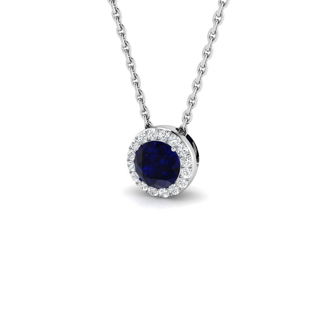18ct White Gold 0.39ct Blue Sapphire Pendant