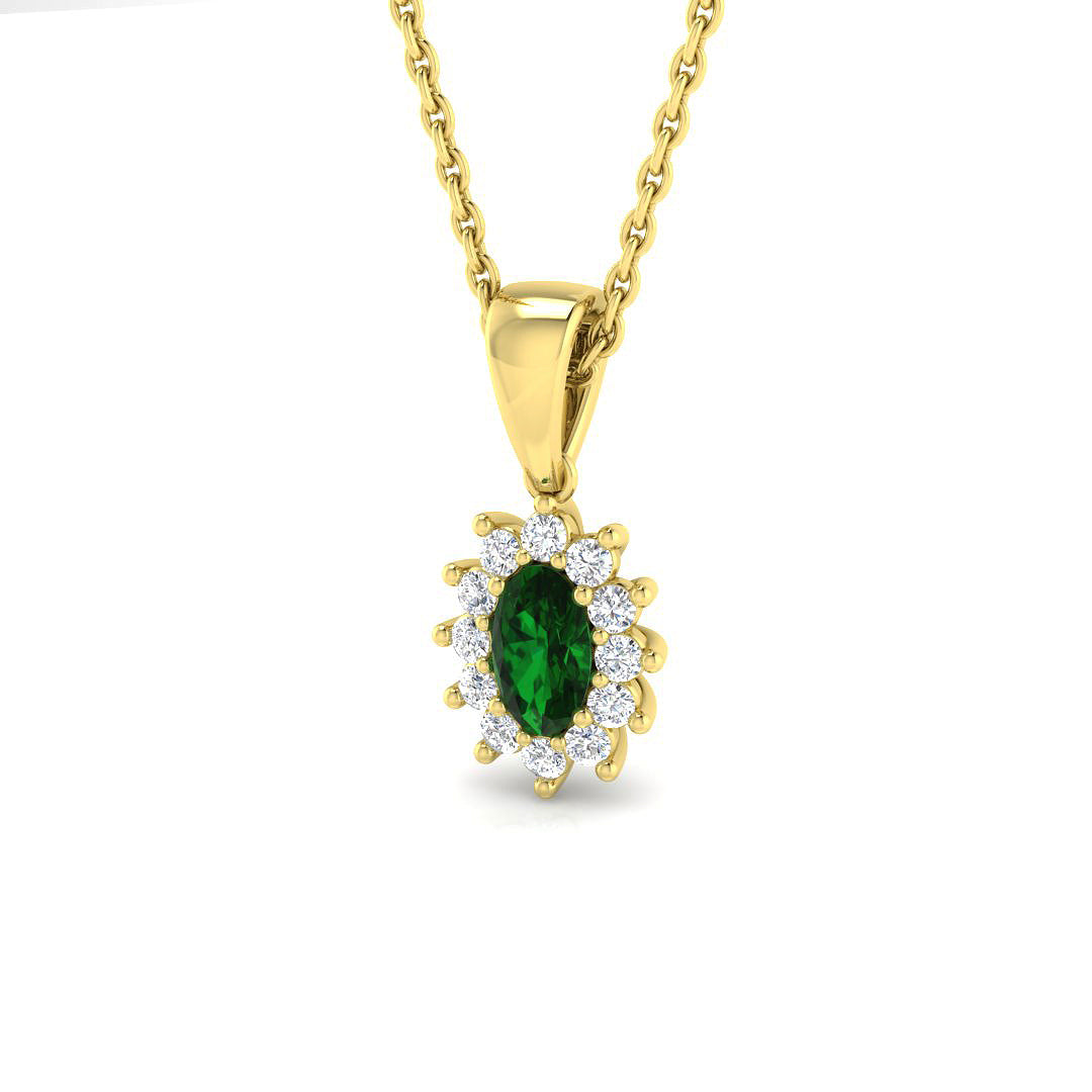 9ct Yellow Gold 0.34ct Emerald Pendant