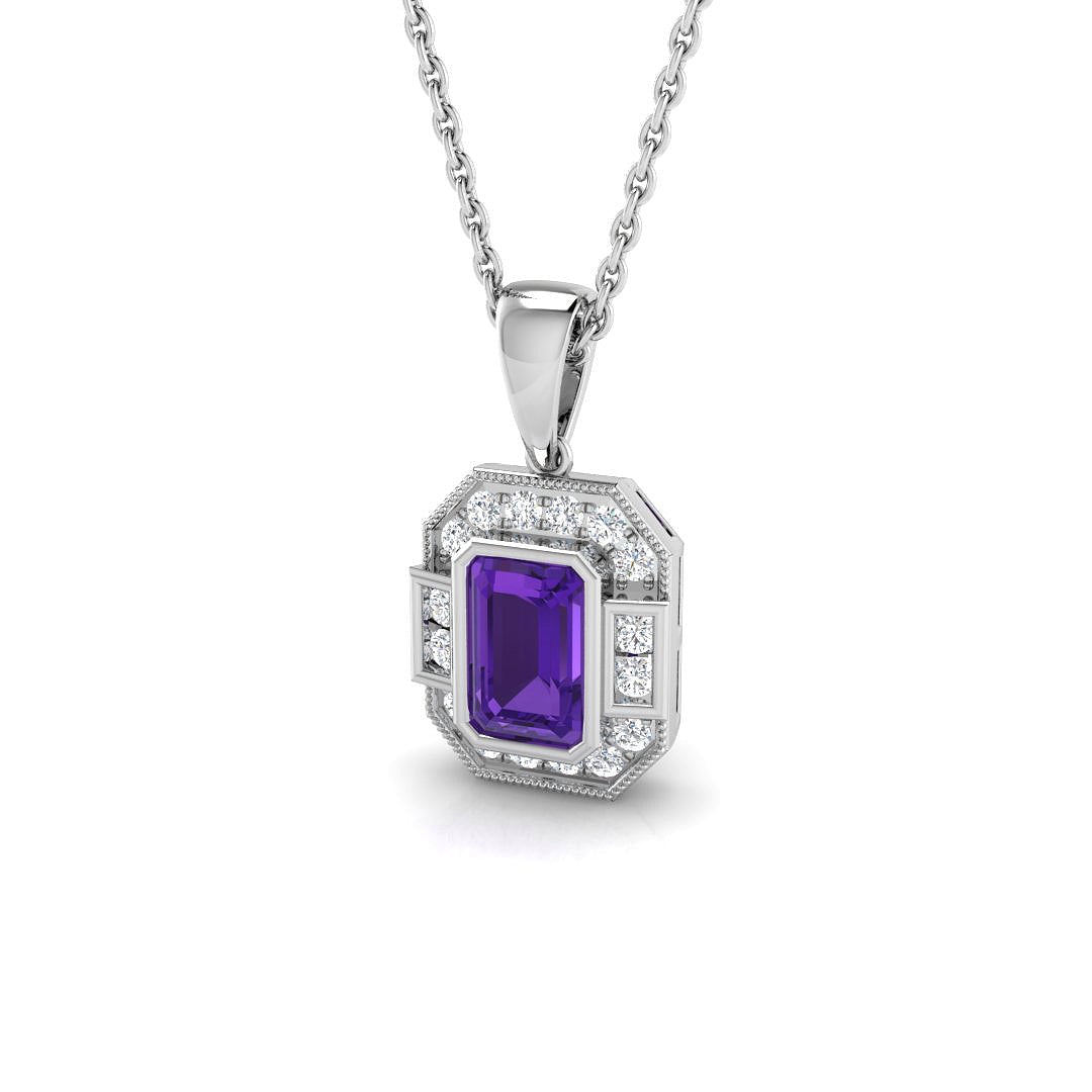 9ct White Gold 0.68ct Amethyst Pendant