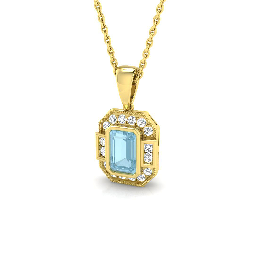 9ct Yellow Gold 0.89ct Aquamarine Pendant