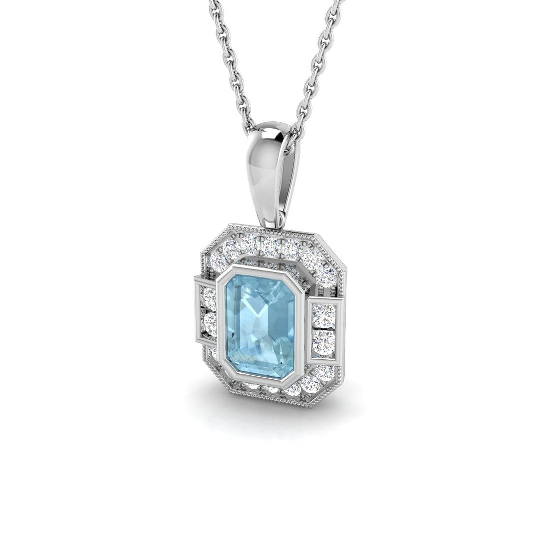 9ct White Gold 1.15ct Aquamarine Pendant