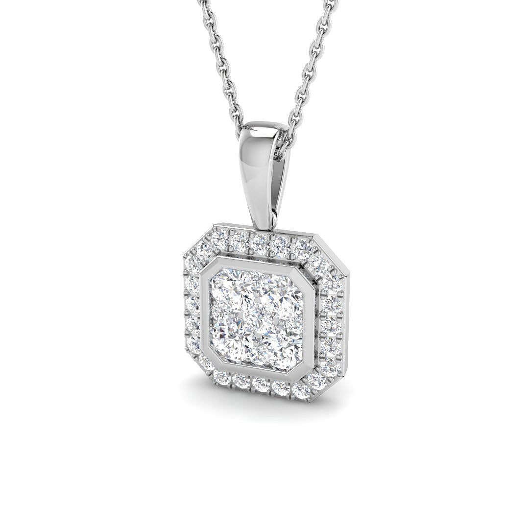 9ct White Gold 0.79ct Laboratory Grown CVD Pendant