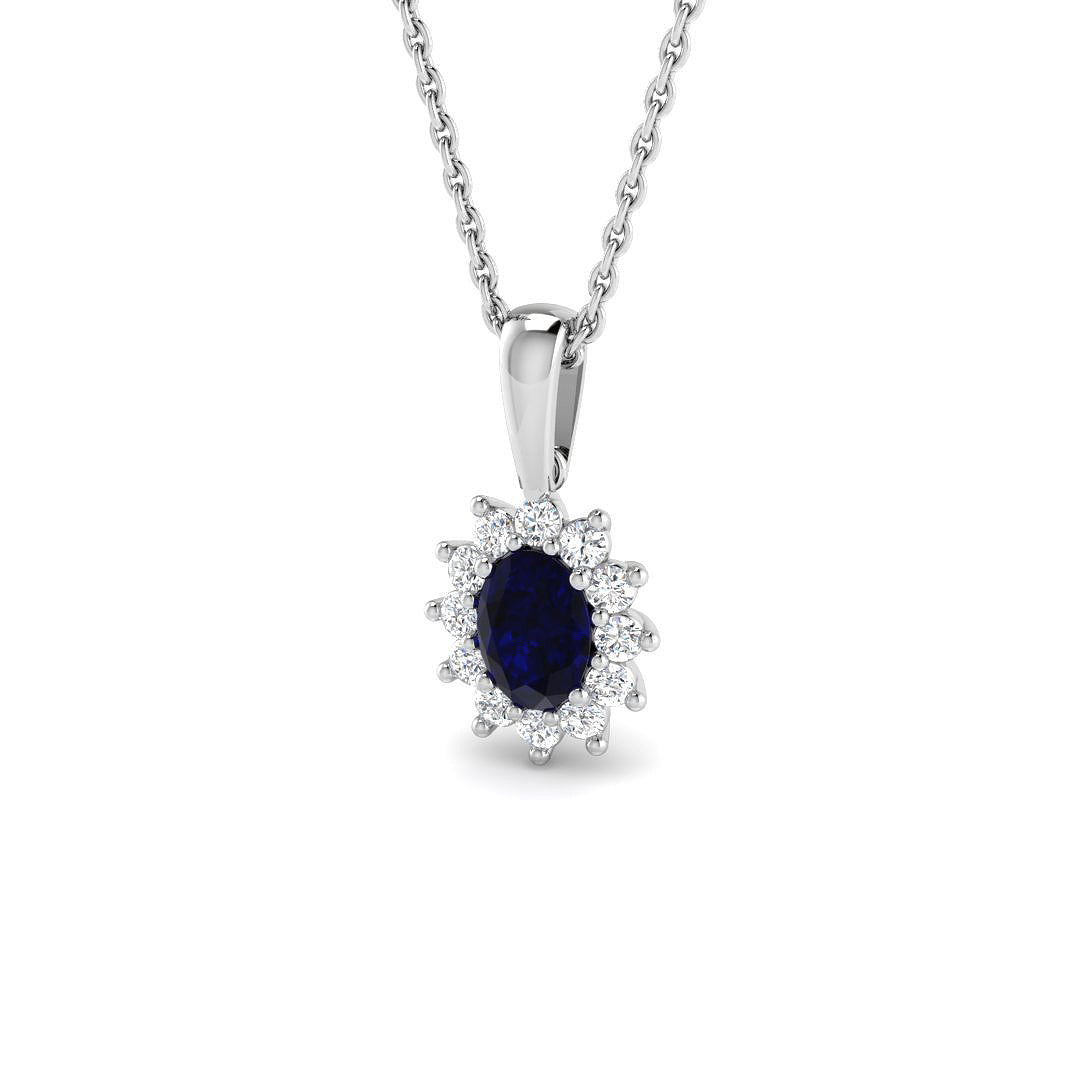 9ct White Gold 0.59ct Blue Sapphire Pendant