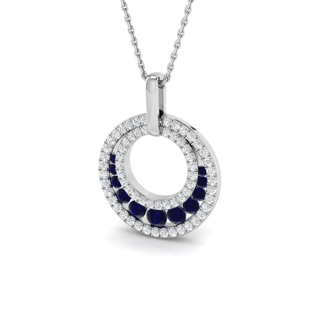 9ct White Gold 0.83ct Blue Sapphire Pendant