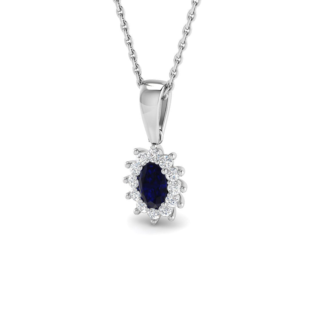 9ct White Gold 0.53ct Blue Sapphire Pendant