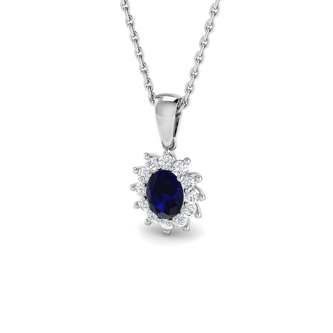 9ct White Gold 0.61ct Blue Sapphire Pendant