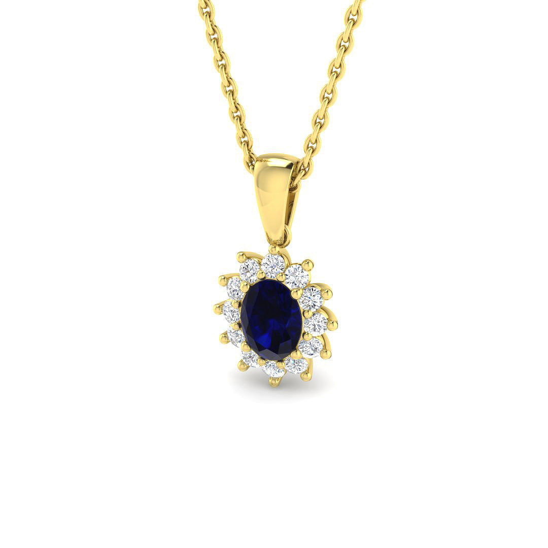 9ct Yellow Gold 0.61ct Blue Sapphire Pendant