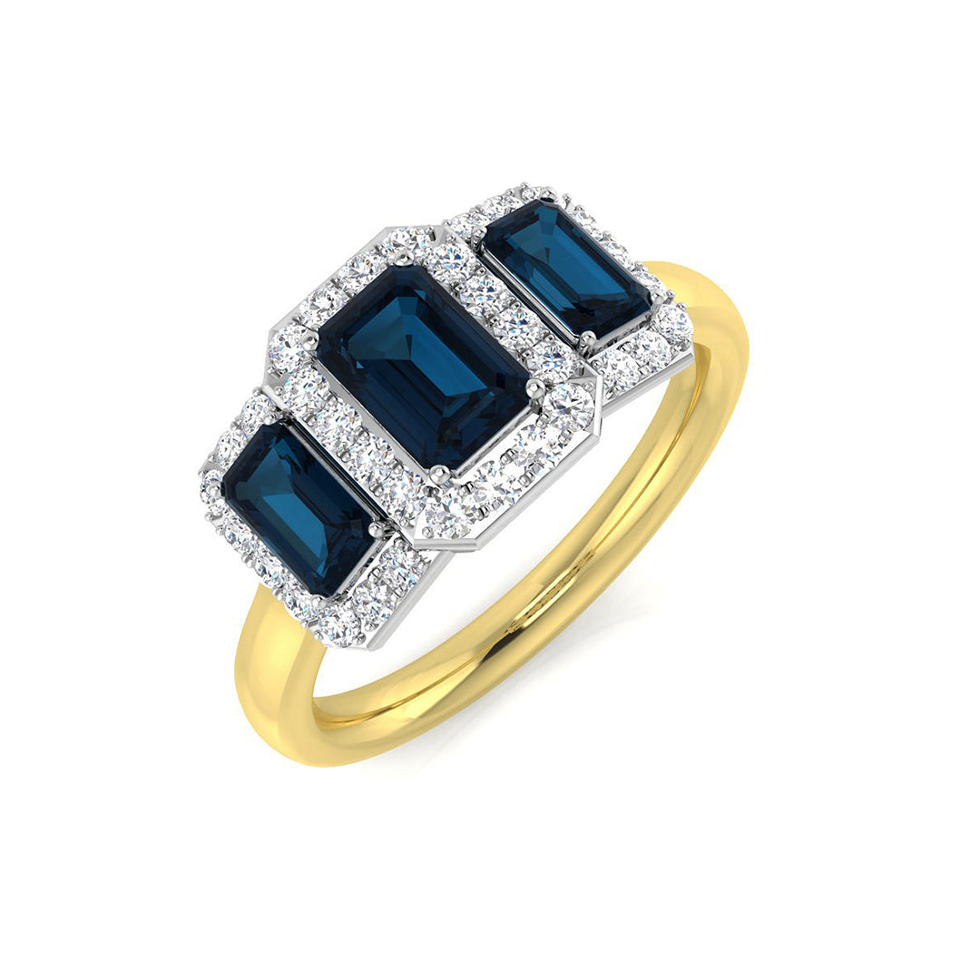 9ct Two-Tone Gold 1.80ct London Blue Topaz Ring
