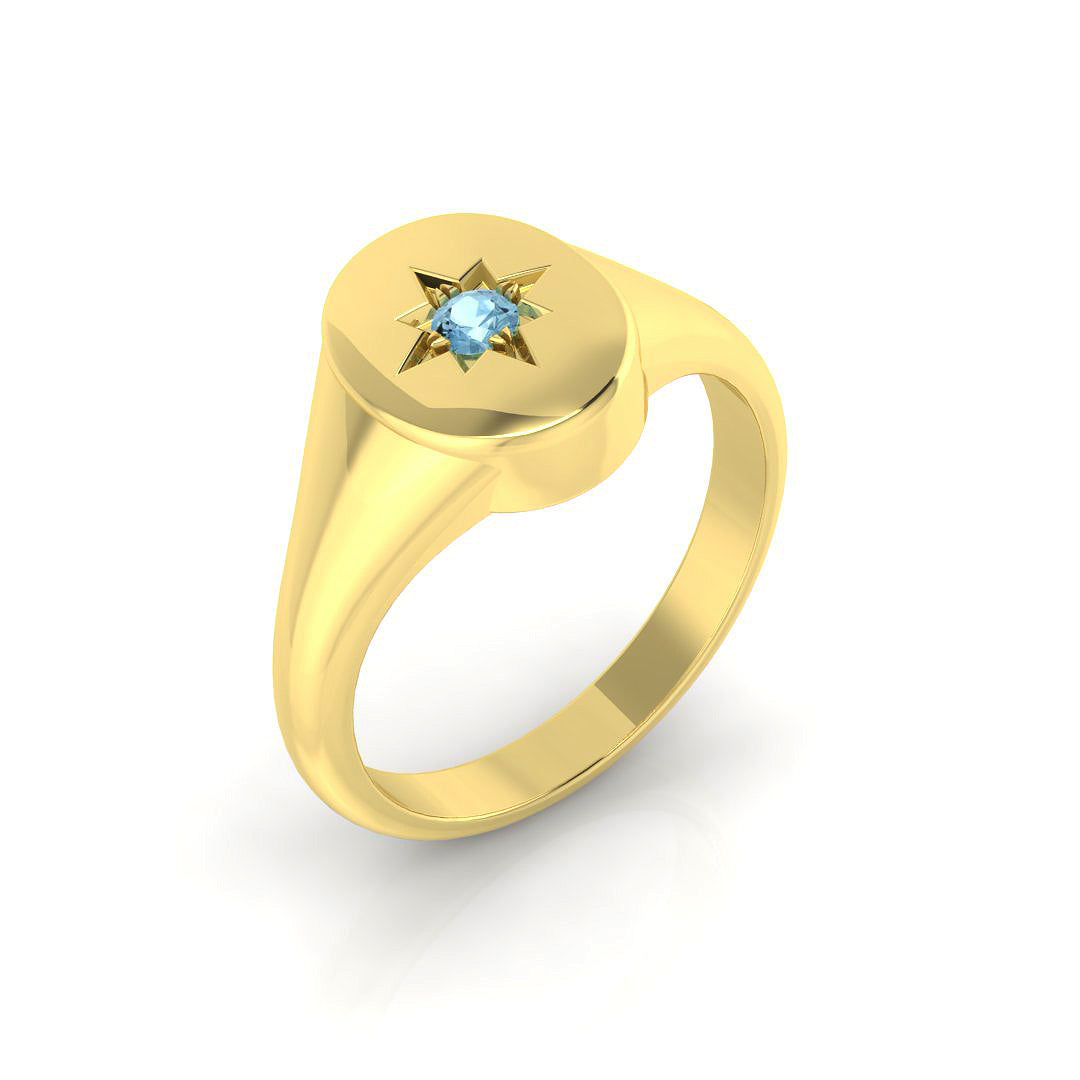 9ct Yellow Gold 0.03ct Aquamarine Ring
