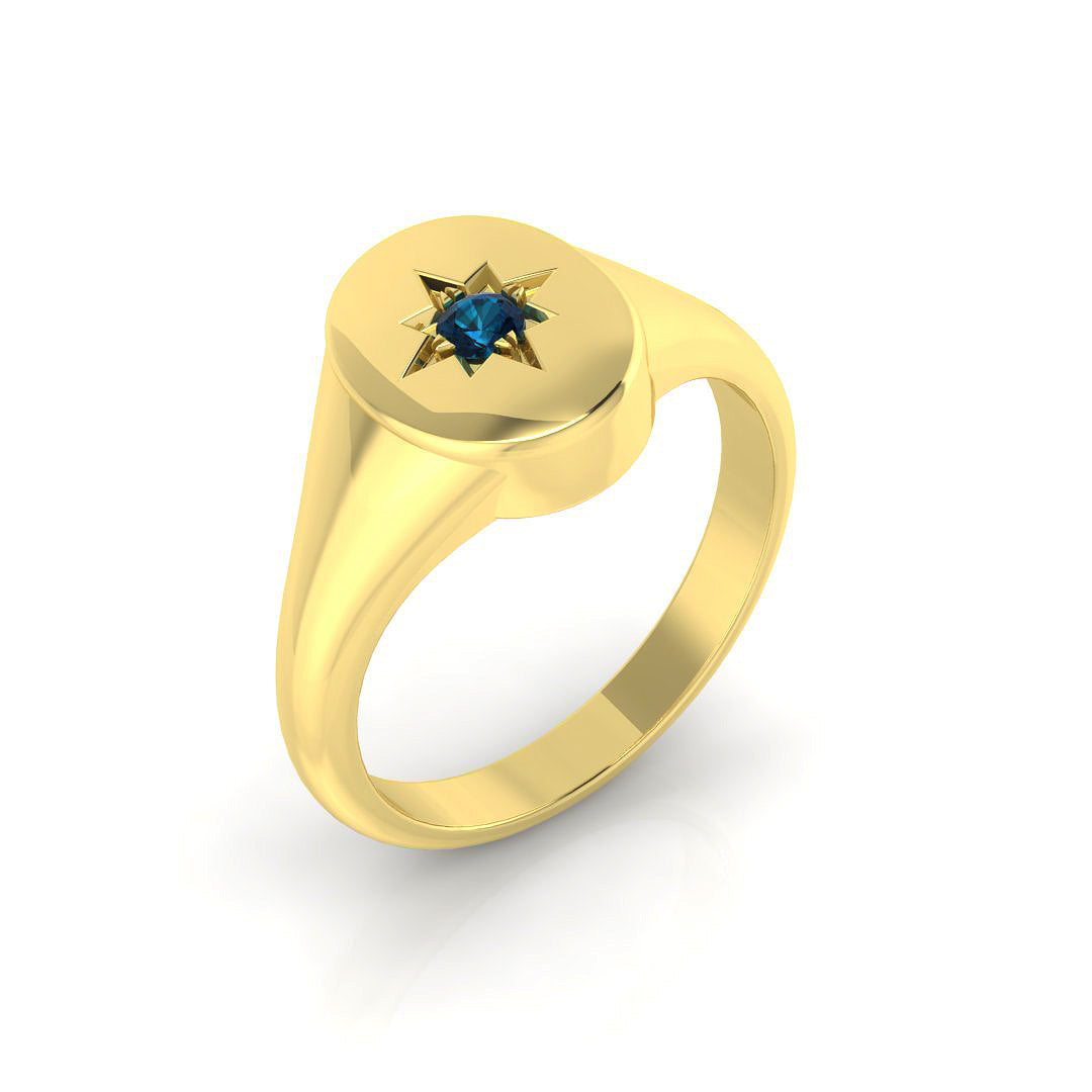 9ct Yellow Gold 0.10ct London Blue Topaz Ring