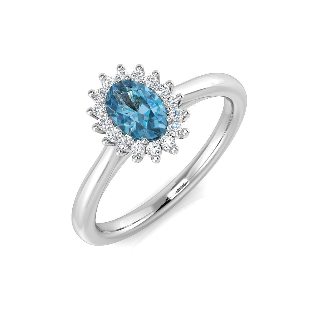 9ct White Gold 0.68ct Sky Blue Topaz Ring