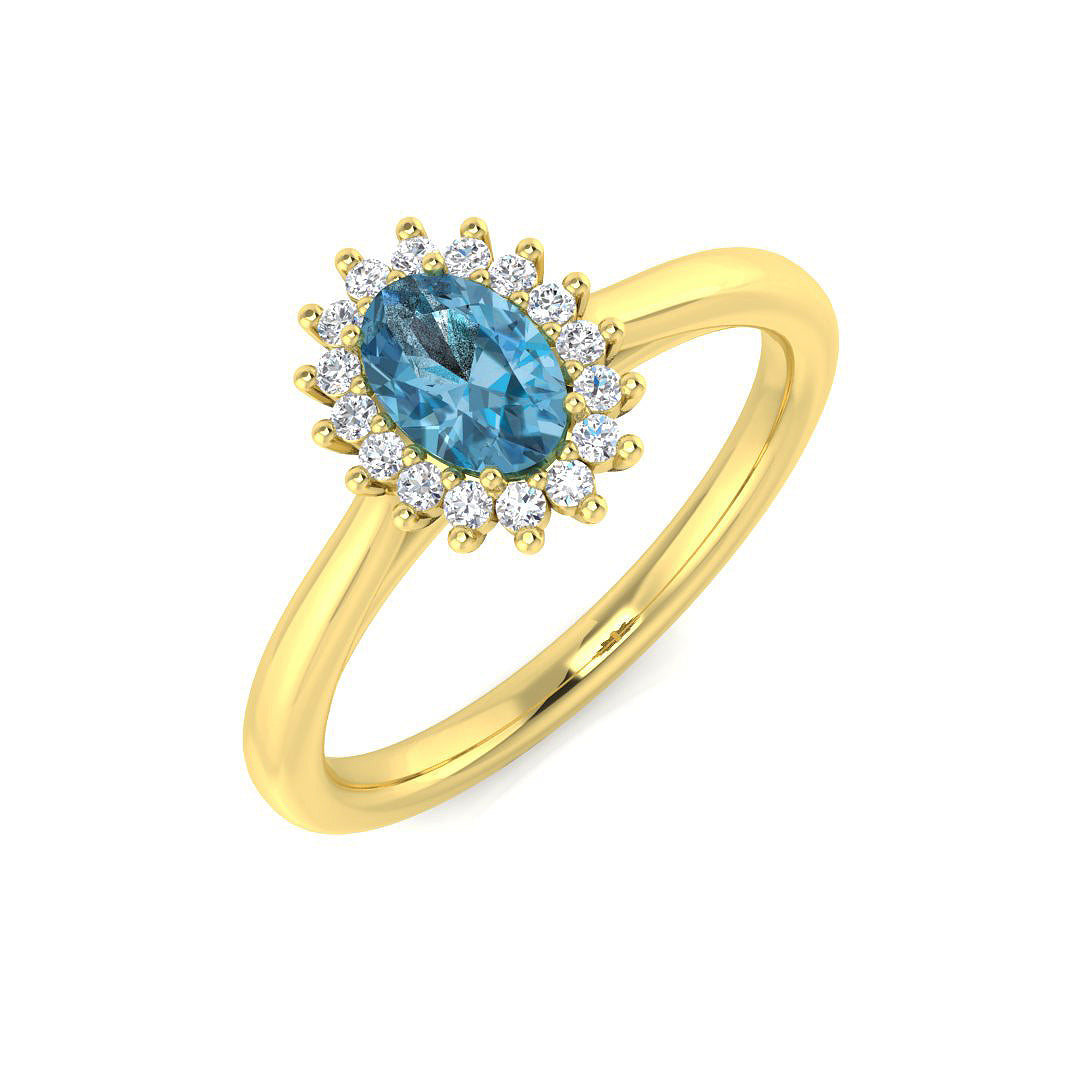 9ct Two-Tone Gold 0.68ct Sky Blue Topaz Ring