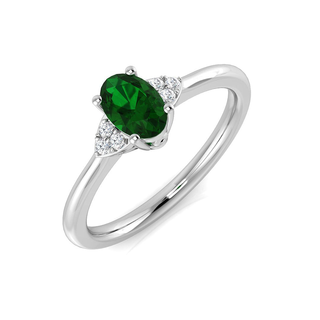 9ct White Gold 0.37ct Emerald Ring