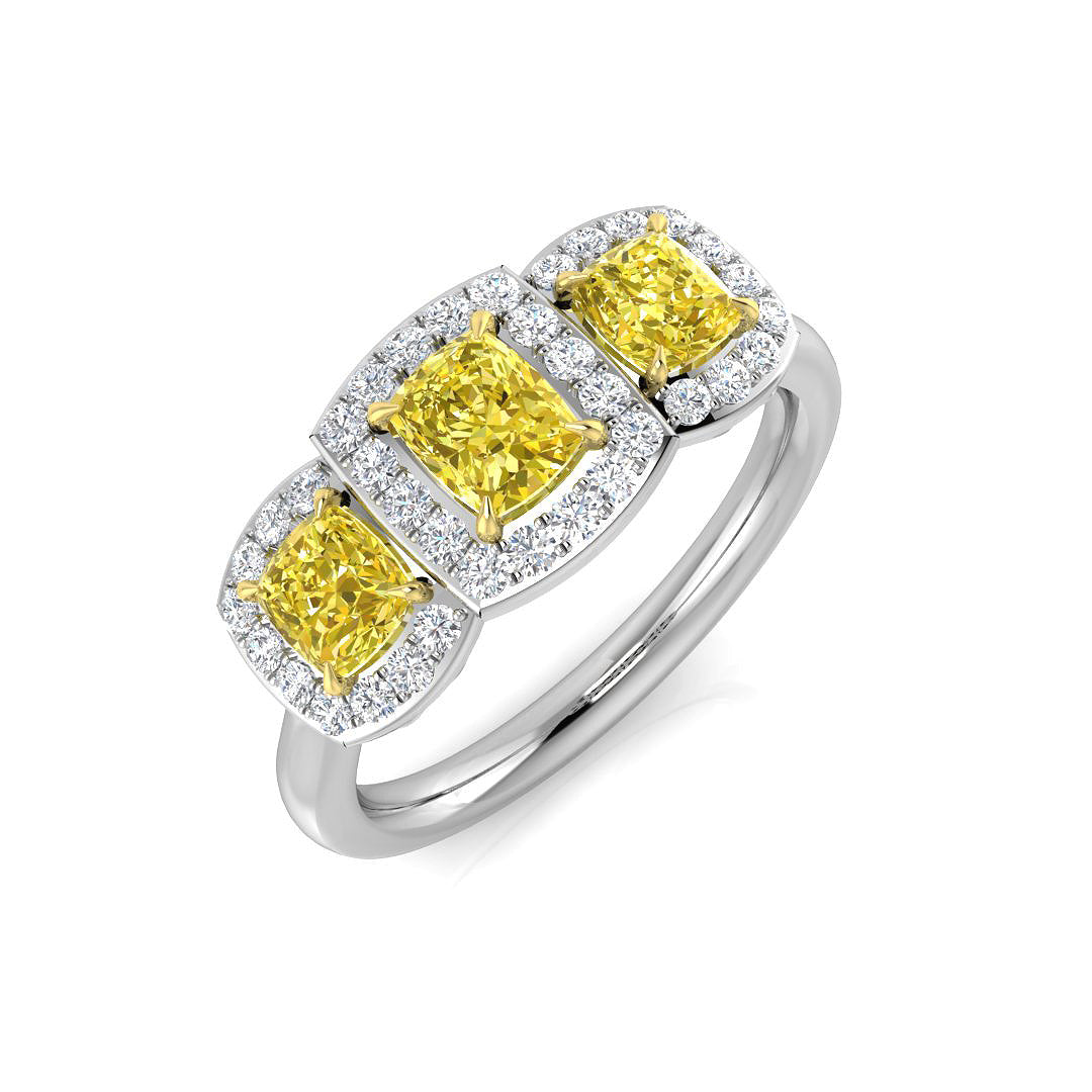 Platinum 1.74ct Yellow Diamond Ring