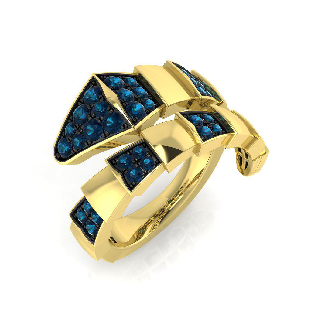 9ct Yellow Gold 0.77ct Blue Diamond Ring