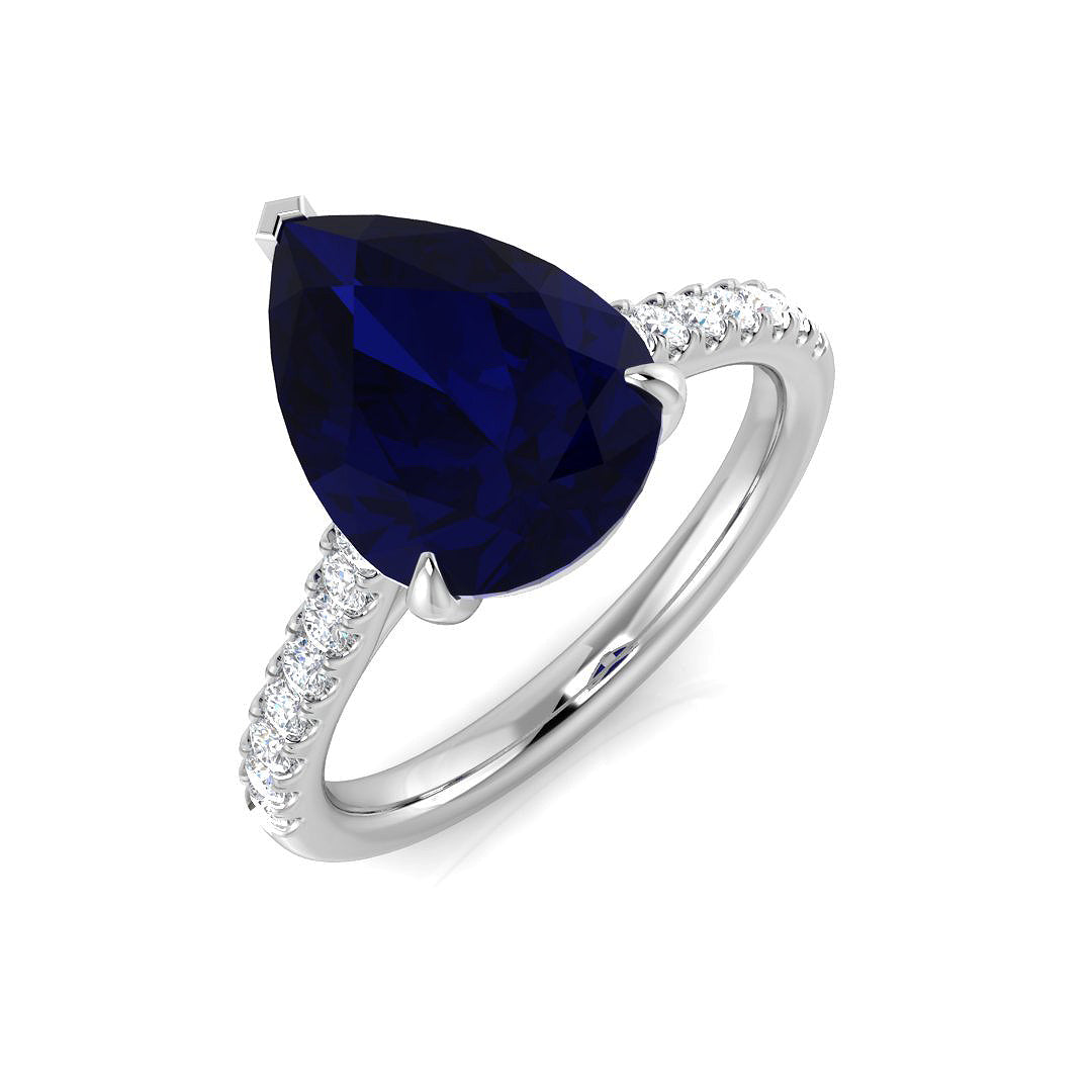 Platinum 3.43ct Blue Sapphire Ring