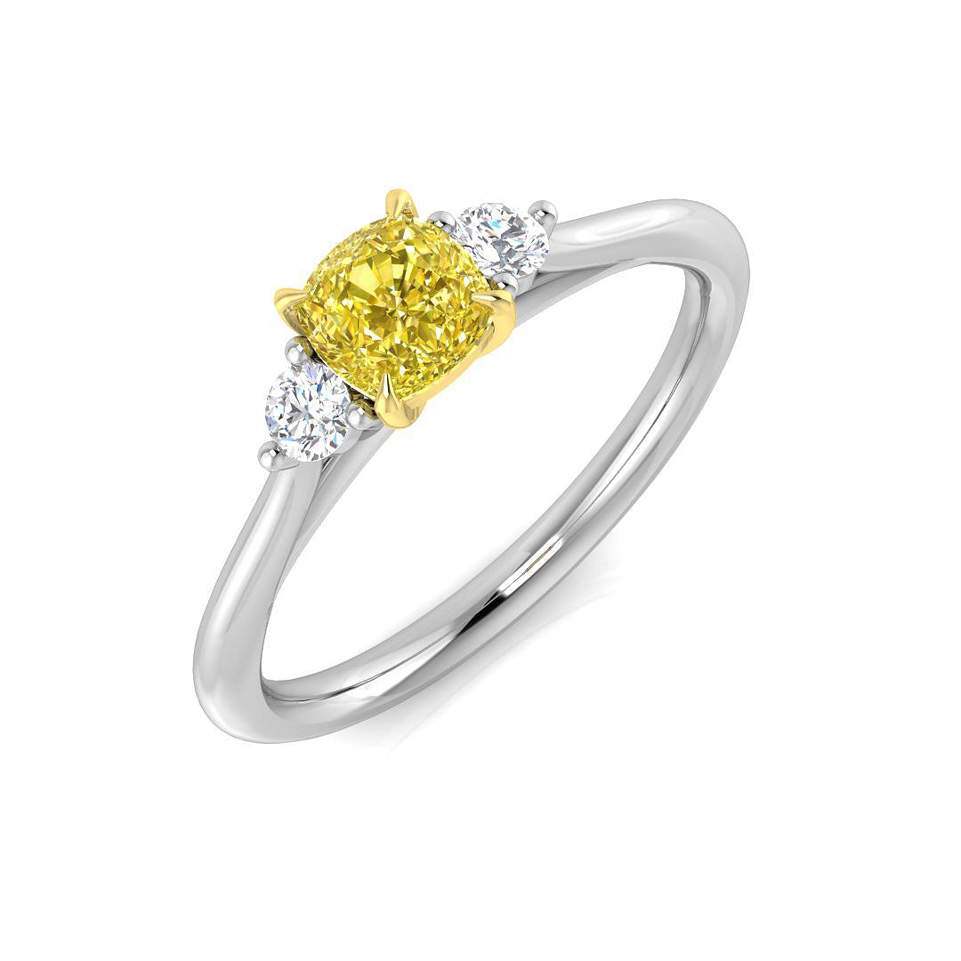 Two-Tone Gold 0.57ct Yellow Diamond Ring
