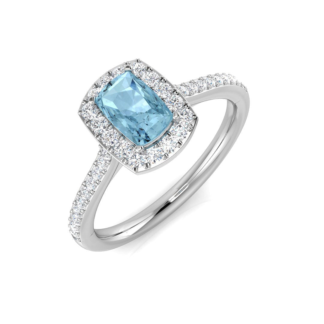 9ct White Gold 0.60ct Aquamarine Ring